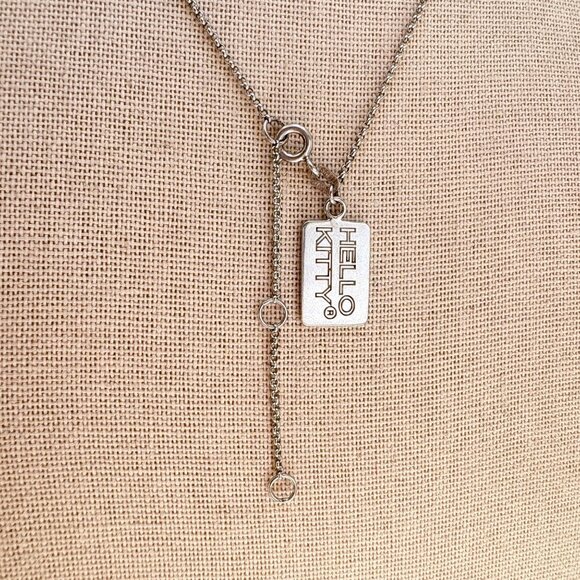 Sterling Silver 925 Hello Kitty Cubic Zirconia Pendant Necklace 16" Adjustable - Picture 6 of 14